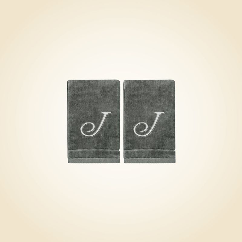 2 Dark Gray Towels with Silver Letter J
