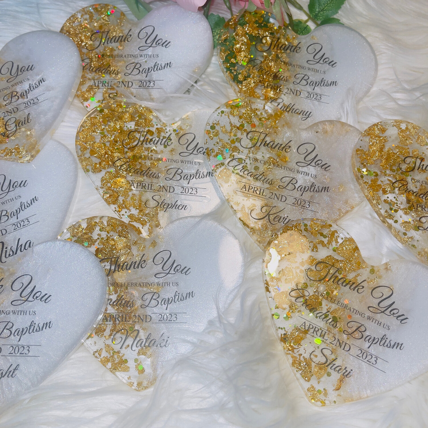 Heart Shaped Epoxy Magnet/Keychain With Glitter/Foil