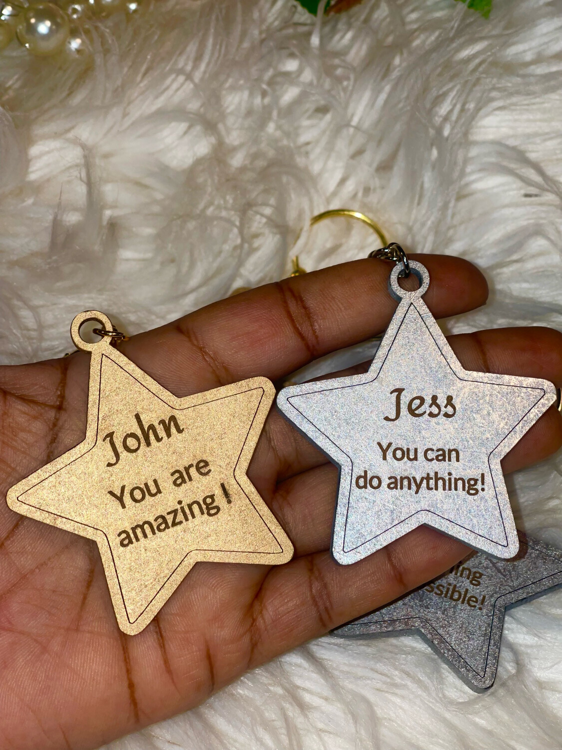 PAINTED STAR AFFIRMATION KEYCHAINS