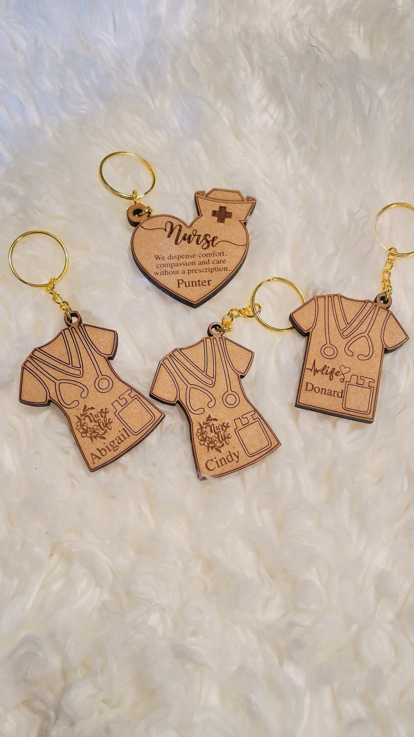 NURSES WOODEN KEYCHAINS