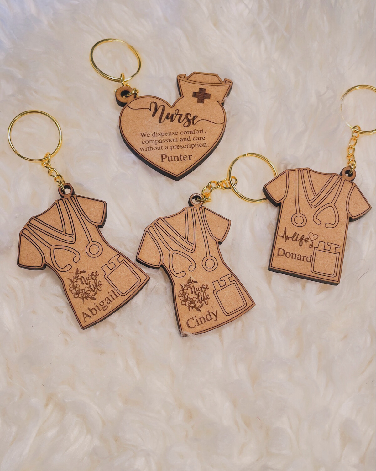 NURSES WOODEN KEYCHAINS