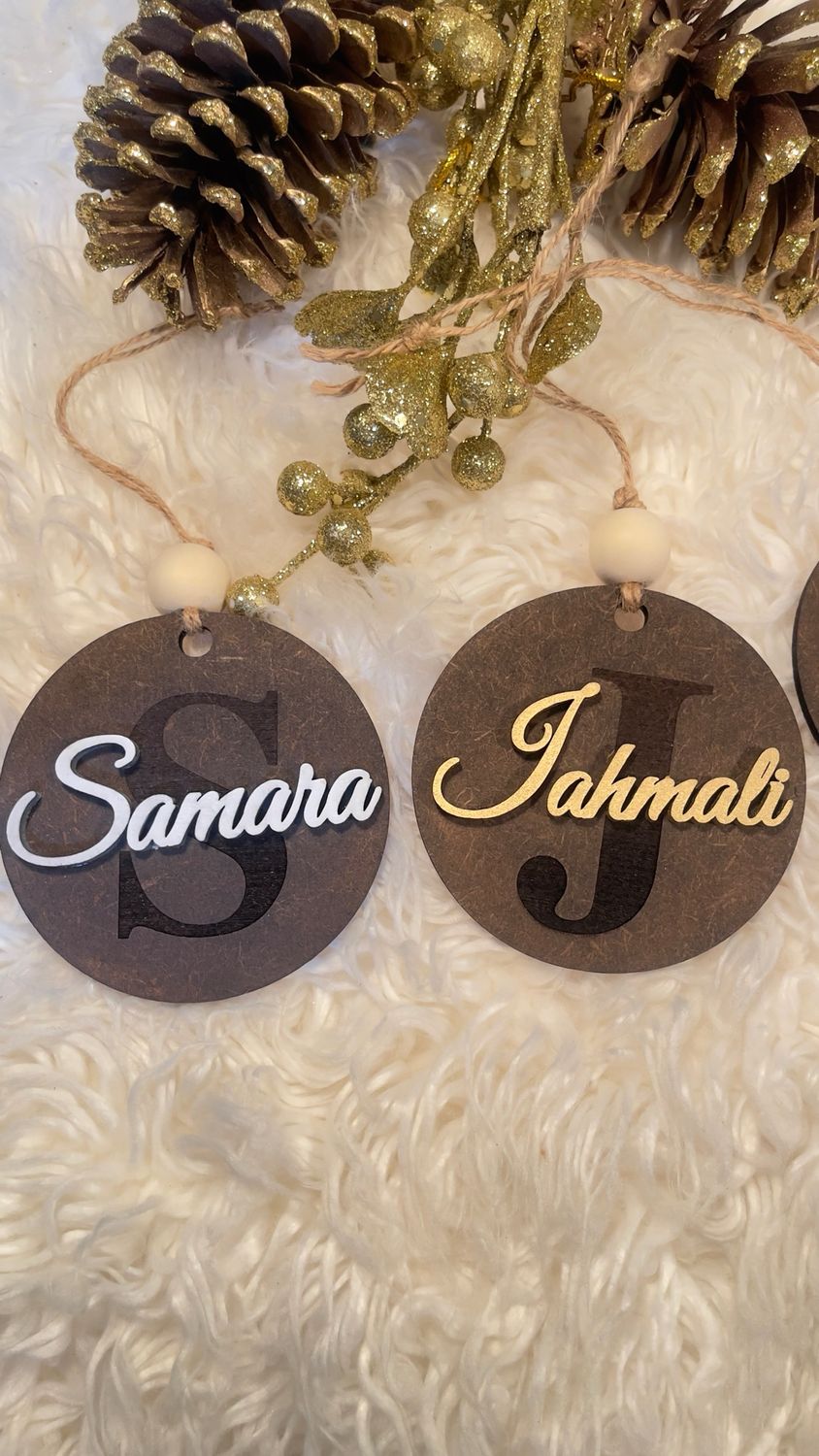 NAME ORNAMENT WITH ENGRAVED BACK