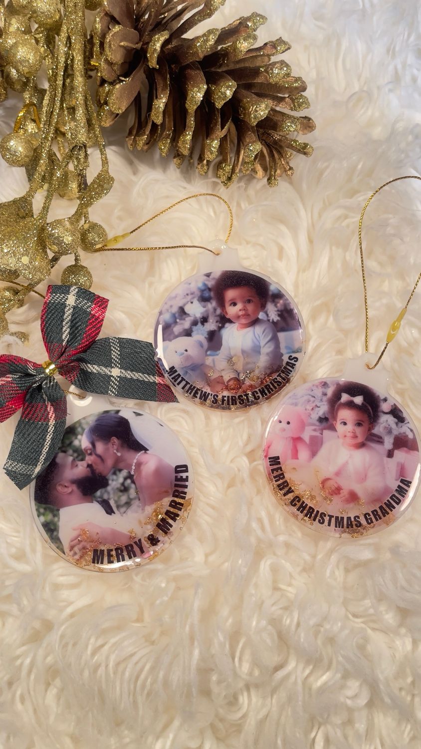 RESIN ORNAMENT WITH PHOTO (WITH/WITHOUT BOW)