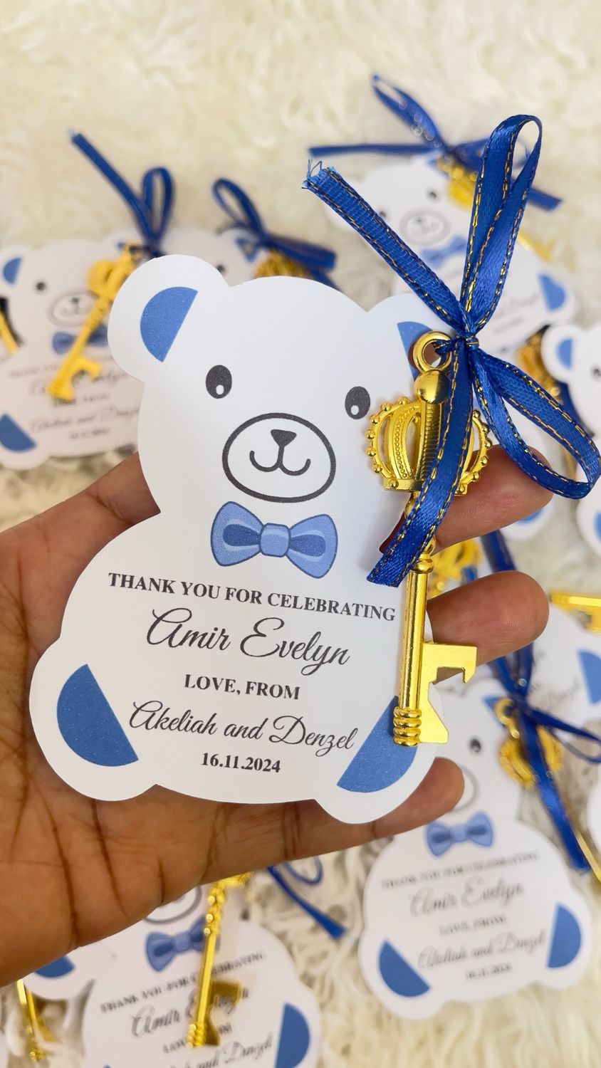 KEY OPENERS WITH CUSTOM CUT CARDS &amp; RIBBON