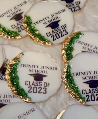 GRADUATION RESIN PIECES with Crushed Glass Stones- CAN BE MAGNETS OR KEYCHAINS