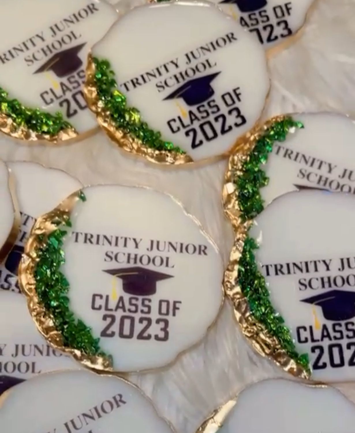 GRADUATION RESIN PIECES with Crushed Glass Stones- CAN BE MAGNETS OR KEYCHAINS