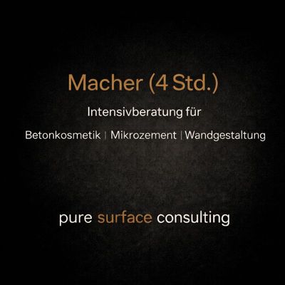 Grafik zum Beratungspaket „Macher (4 Std.)“ von rauMKult® für Betonkosmetik, Mikrozement und kreative Wandgestaltung.