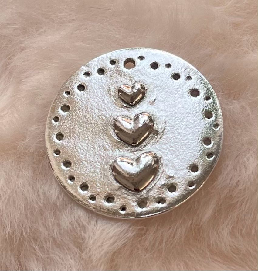 3 Hearts Disc Pendant