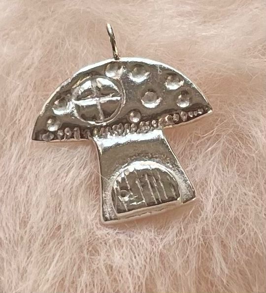Toadstool house silver pendant