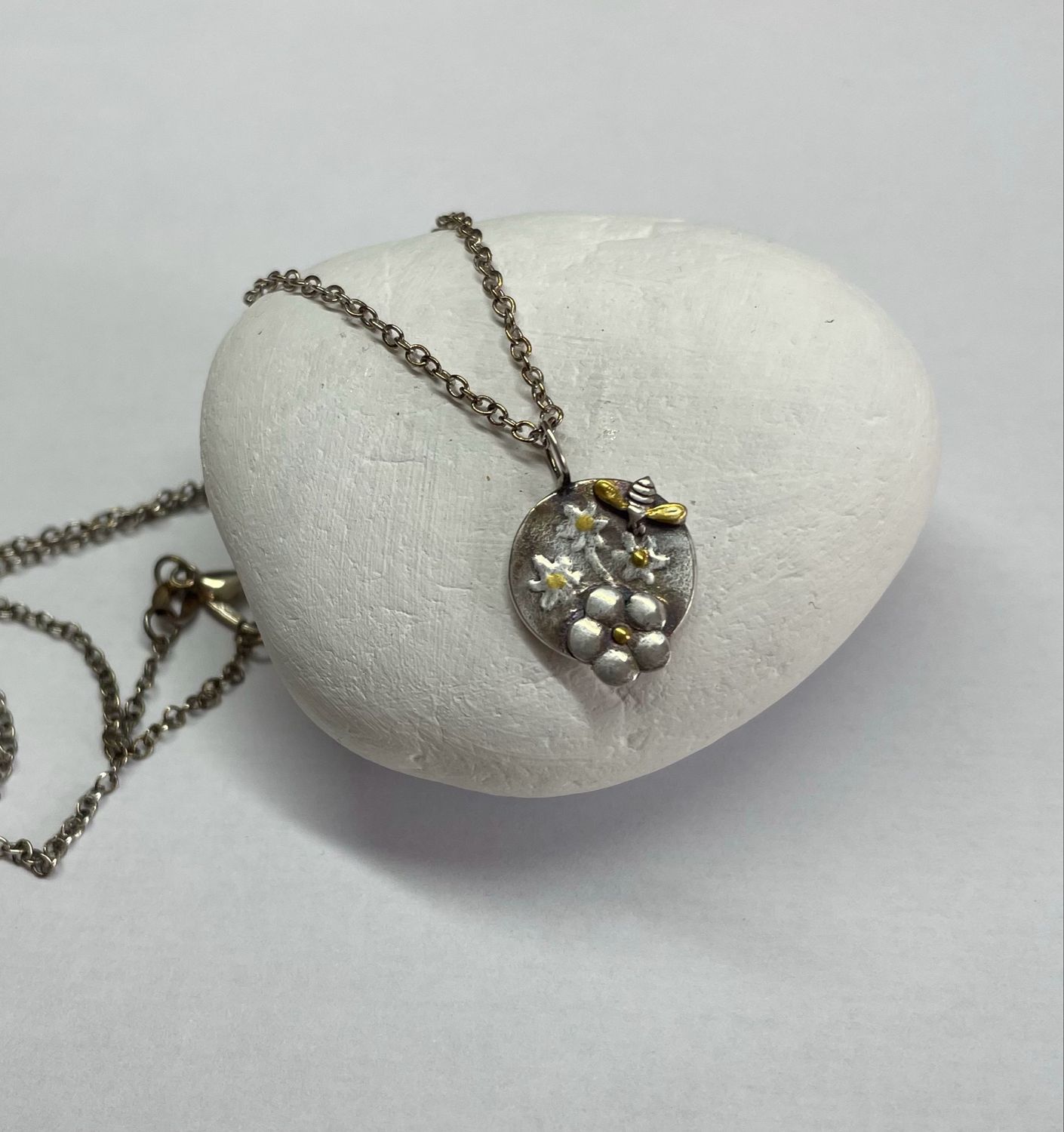 Antique Silver And Gold Flower Pendant