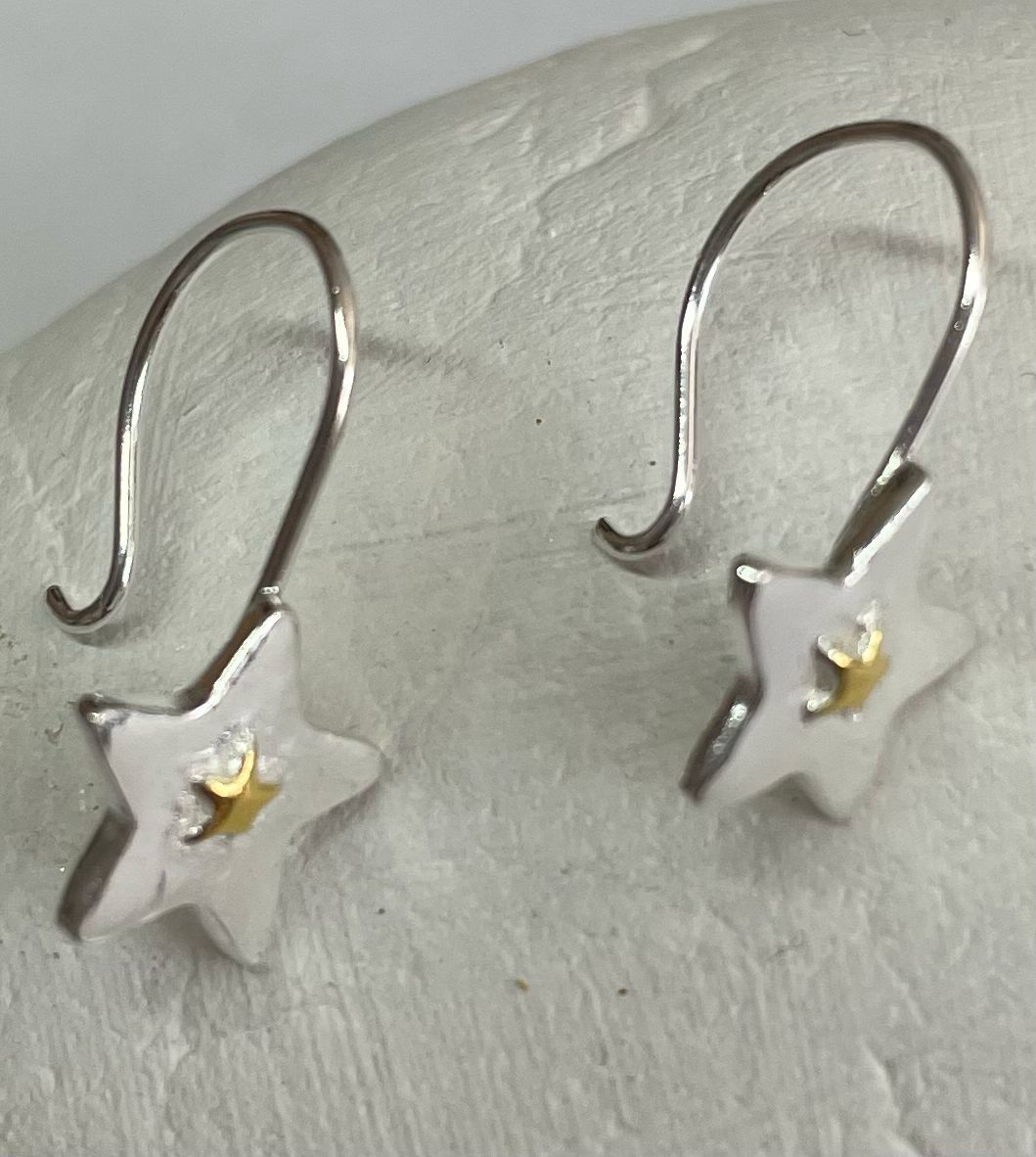 Star Silver And Gold Earrings