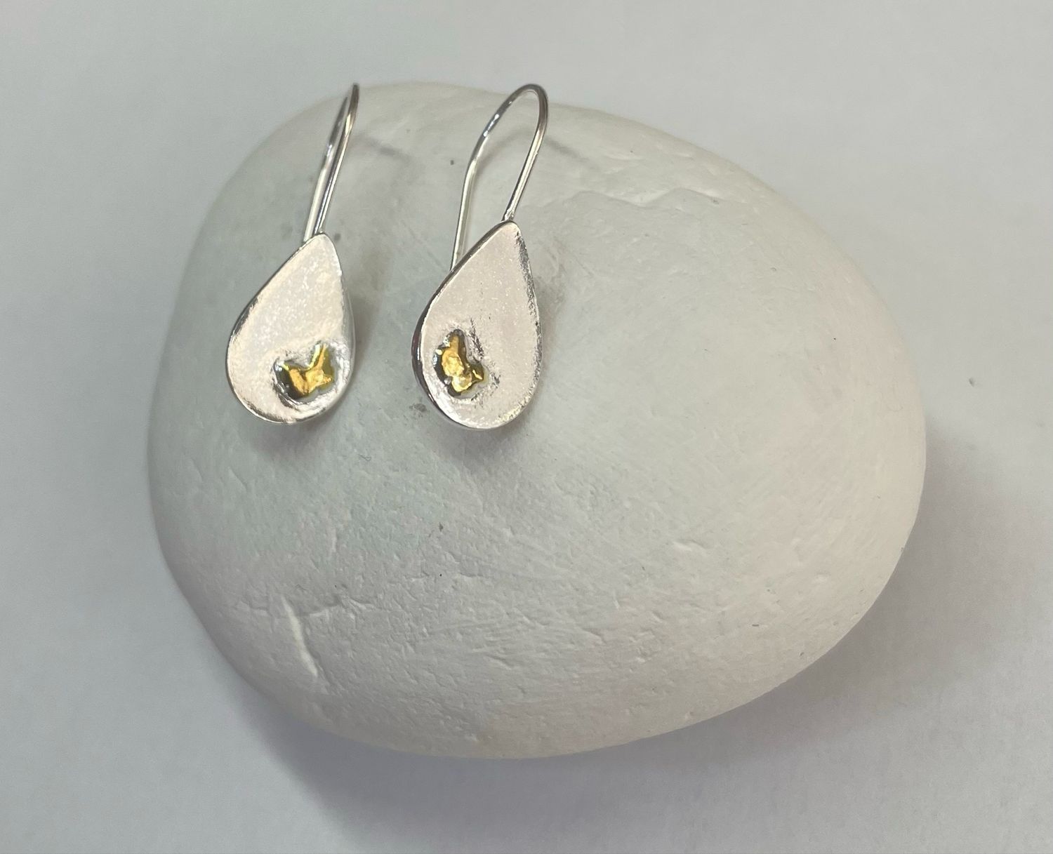 Teardrop Silver And Gold Earrings