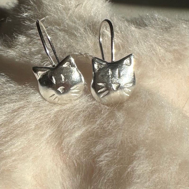 Silver Cat Earrings