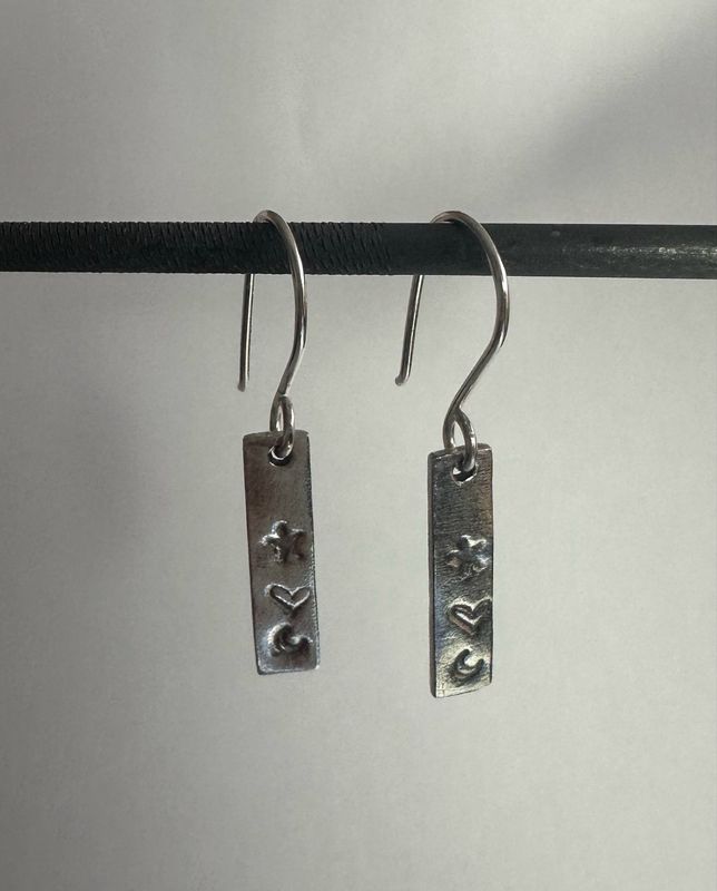 Star Heart Moon Dangly Bar Earrings
