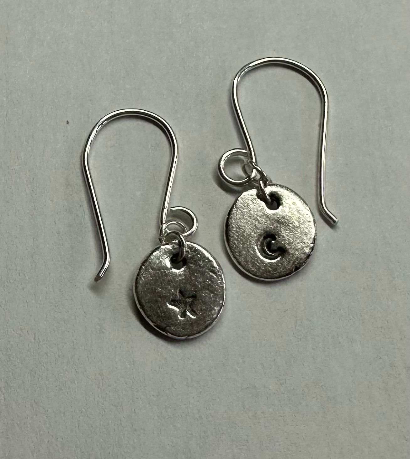 Moon And Star Silver Dangly Earrings