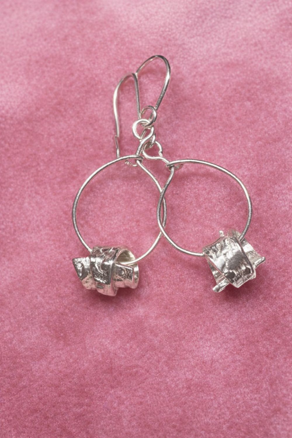 Silver Bead Hoop Earrings
