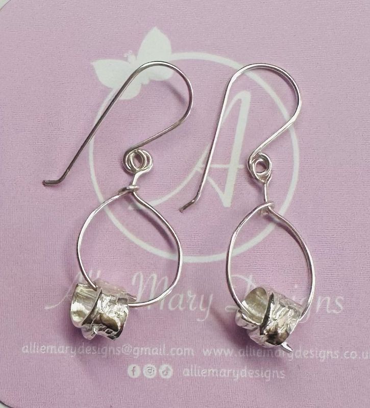 Silver Bead Hoop Earrings