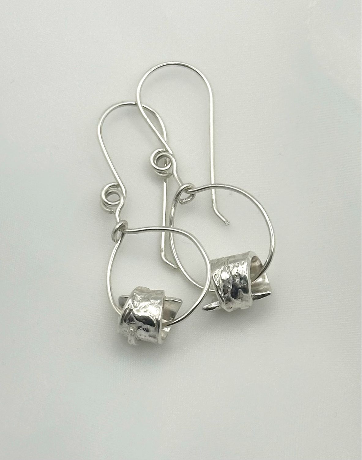 Silver Bead Hoop Earrings