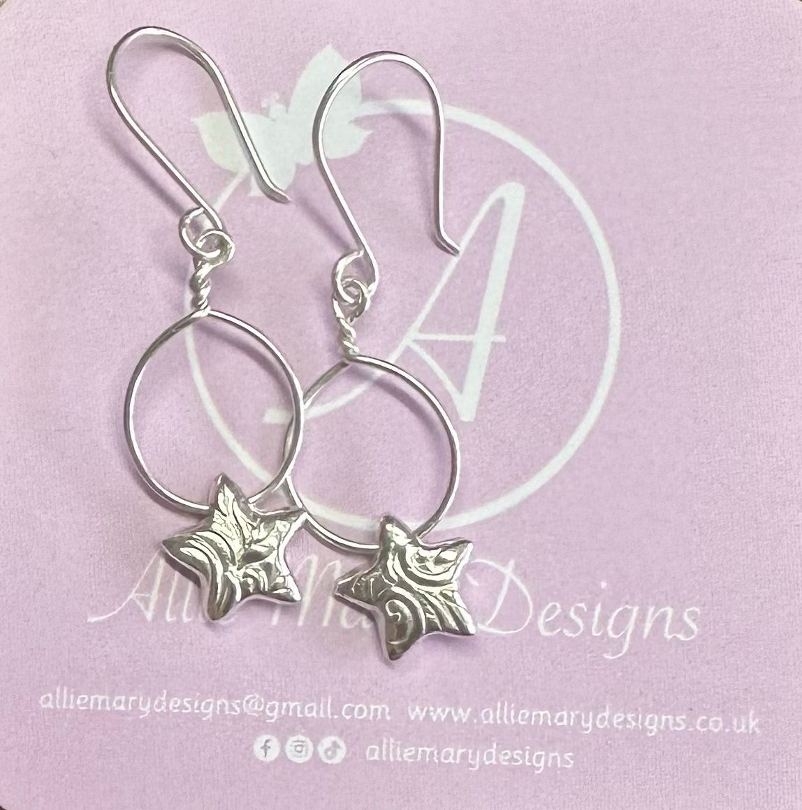 Silver Star Hoop Earrings