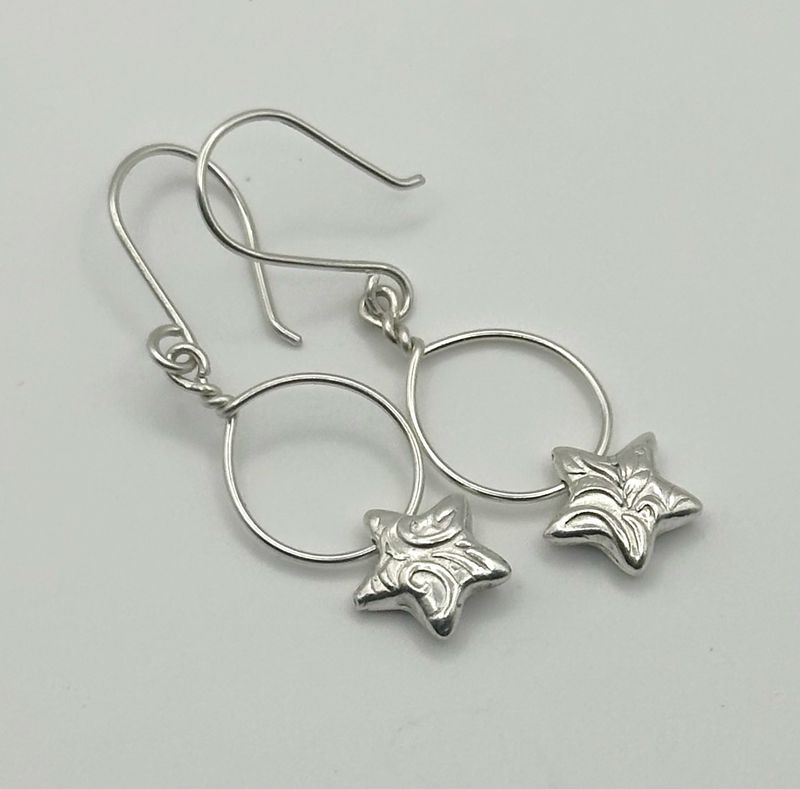 Silver Star Hoop Earrings
