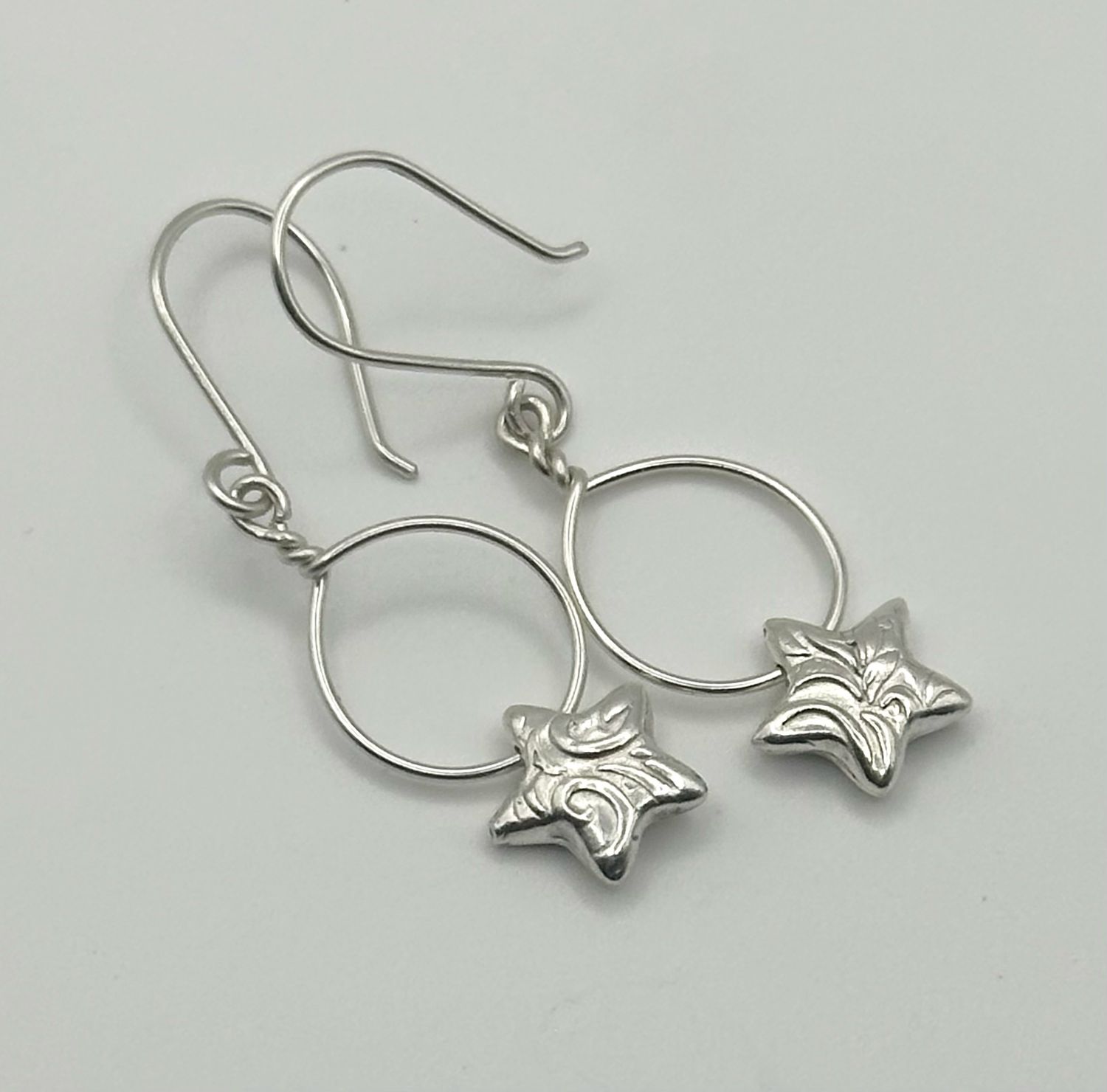 Silver Star Hoop Earrings Silver Star Hoop Earrings