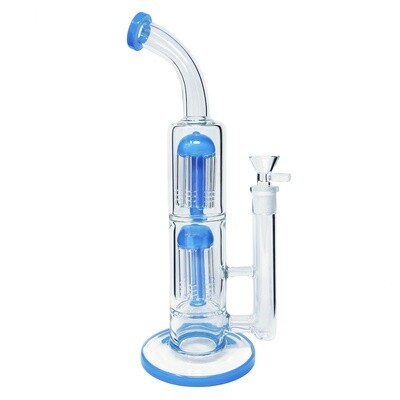 Double Tree Perc Bent Neck Water Pipe