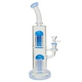 Double Tree Perc  Bent Neck Water Pipe, Color: Assorted Colors