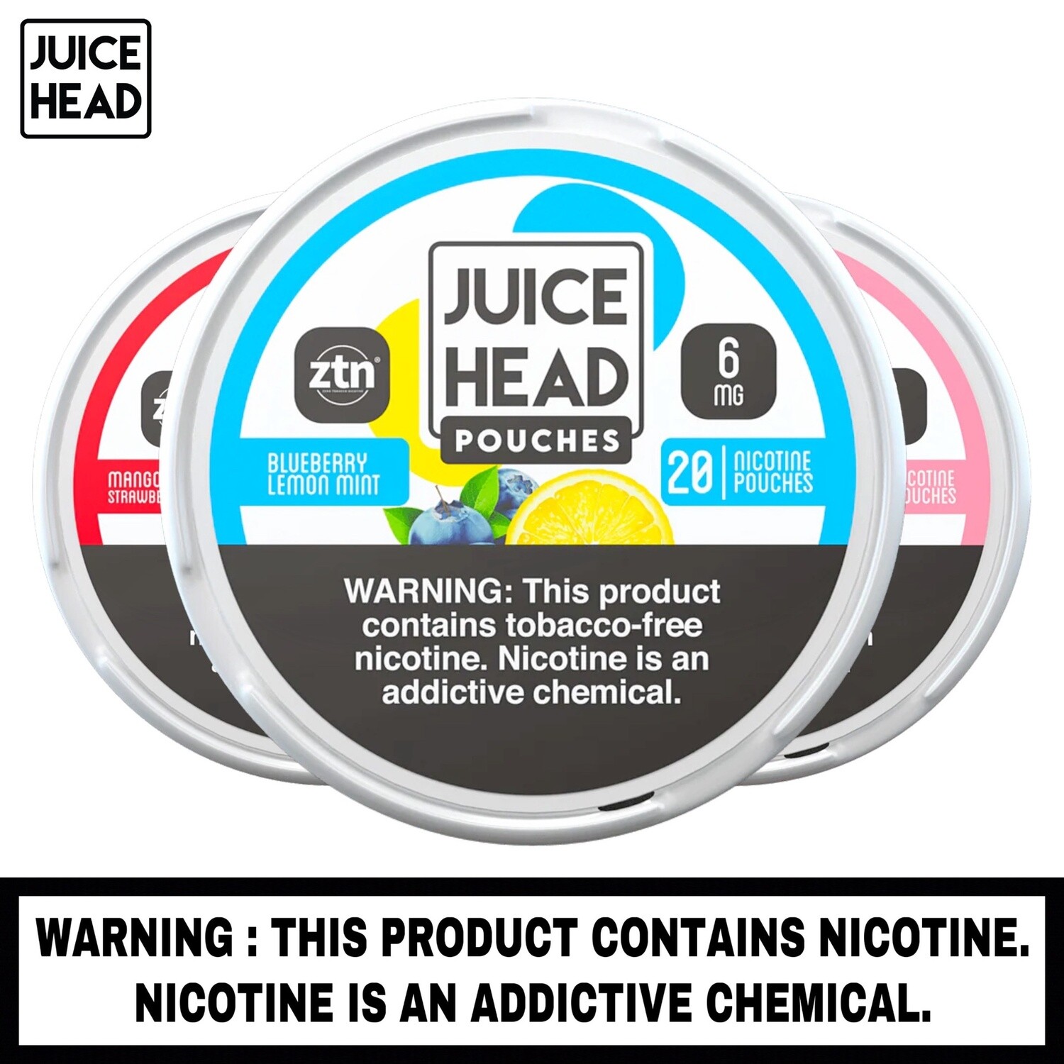 Juice Head™ Nicotine Pouches, Nicotine Strength: 6mg, Flavor: Blueberry Lemon Mint
