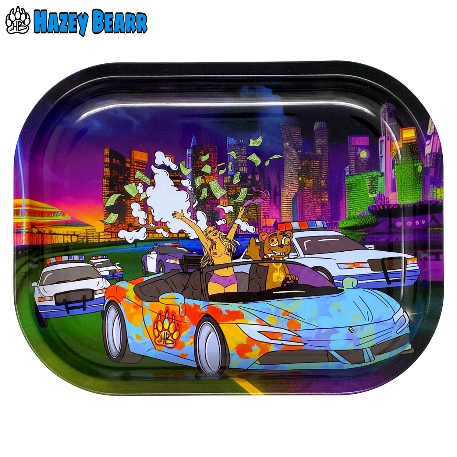 Hazey Bearr™ Rolling Tray (Bonnie &amp; Wonky), Size: Small