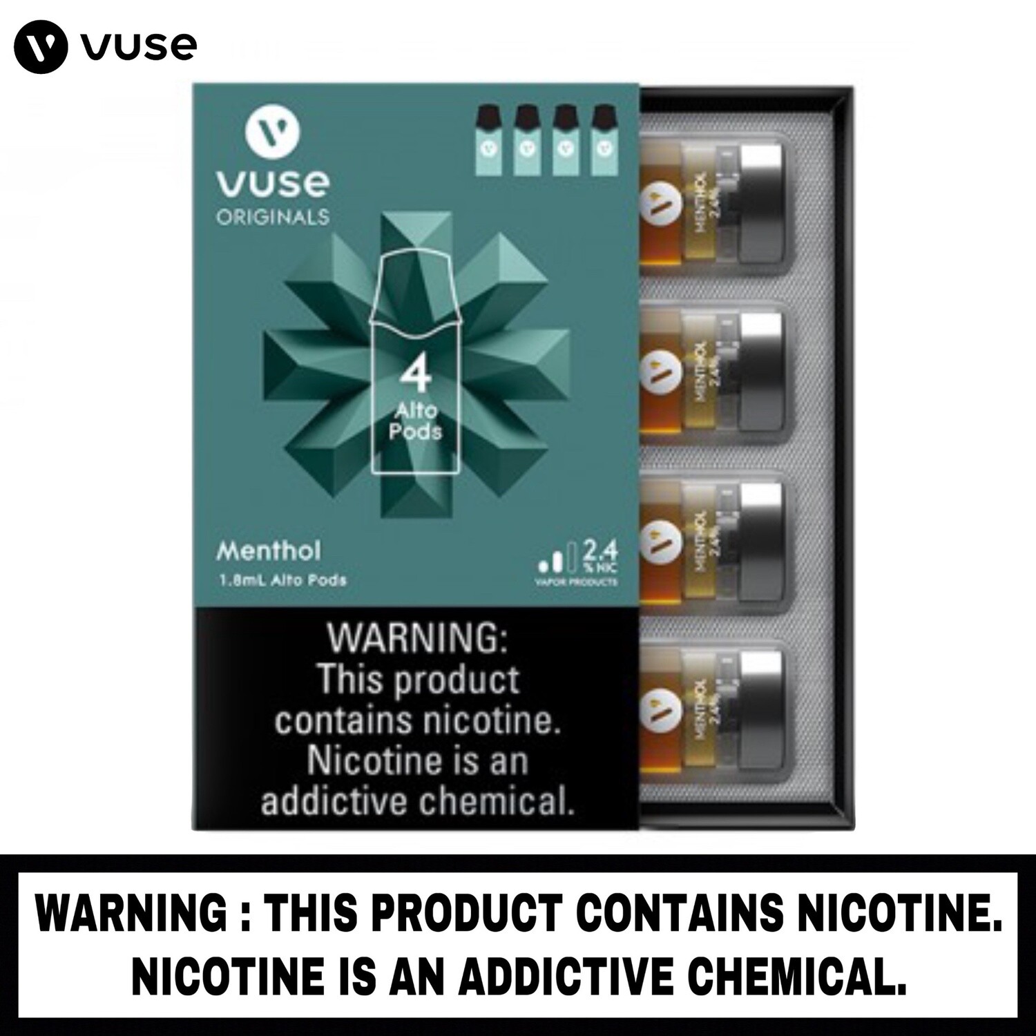 Vuse® Alto Pods (4 pack), Nicotine Strength: 2.4%, Flavor: Golden Tobacco