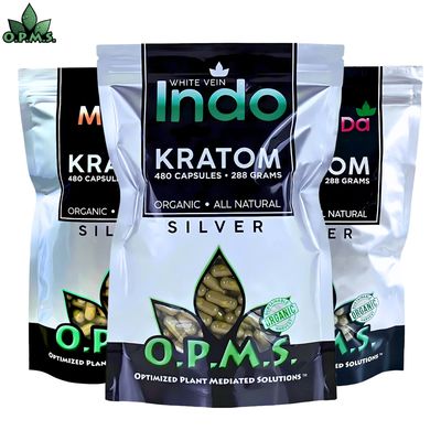 O.P.M.S. Silver Capsules, Strain: Indo (White), Package Size: 60 Count