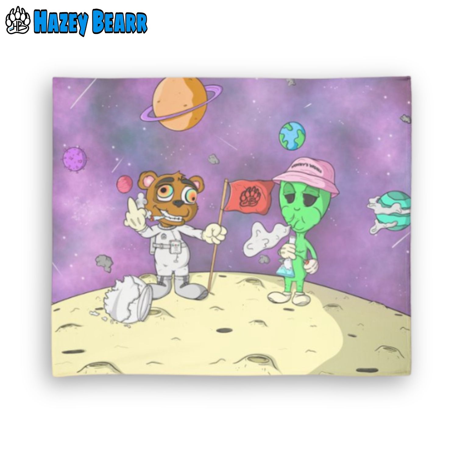 Hazey Bearr™ Blanket, Design: Moon Landing