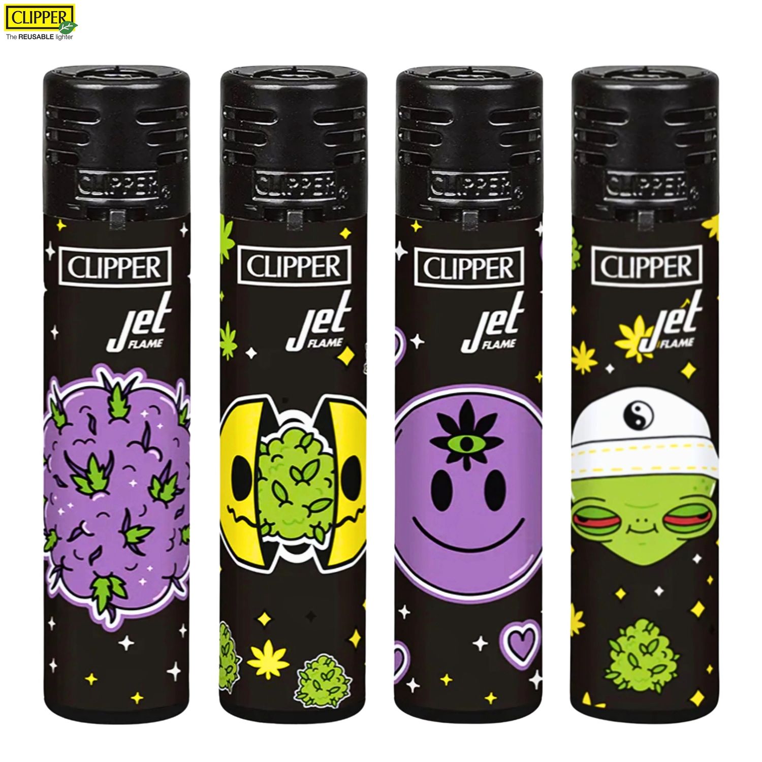 Clipper® Jet Flame Lighter (Galactic Weed), Design: Assorted Design