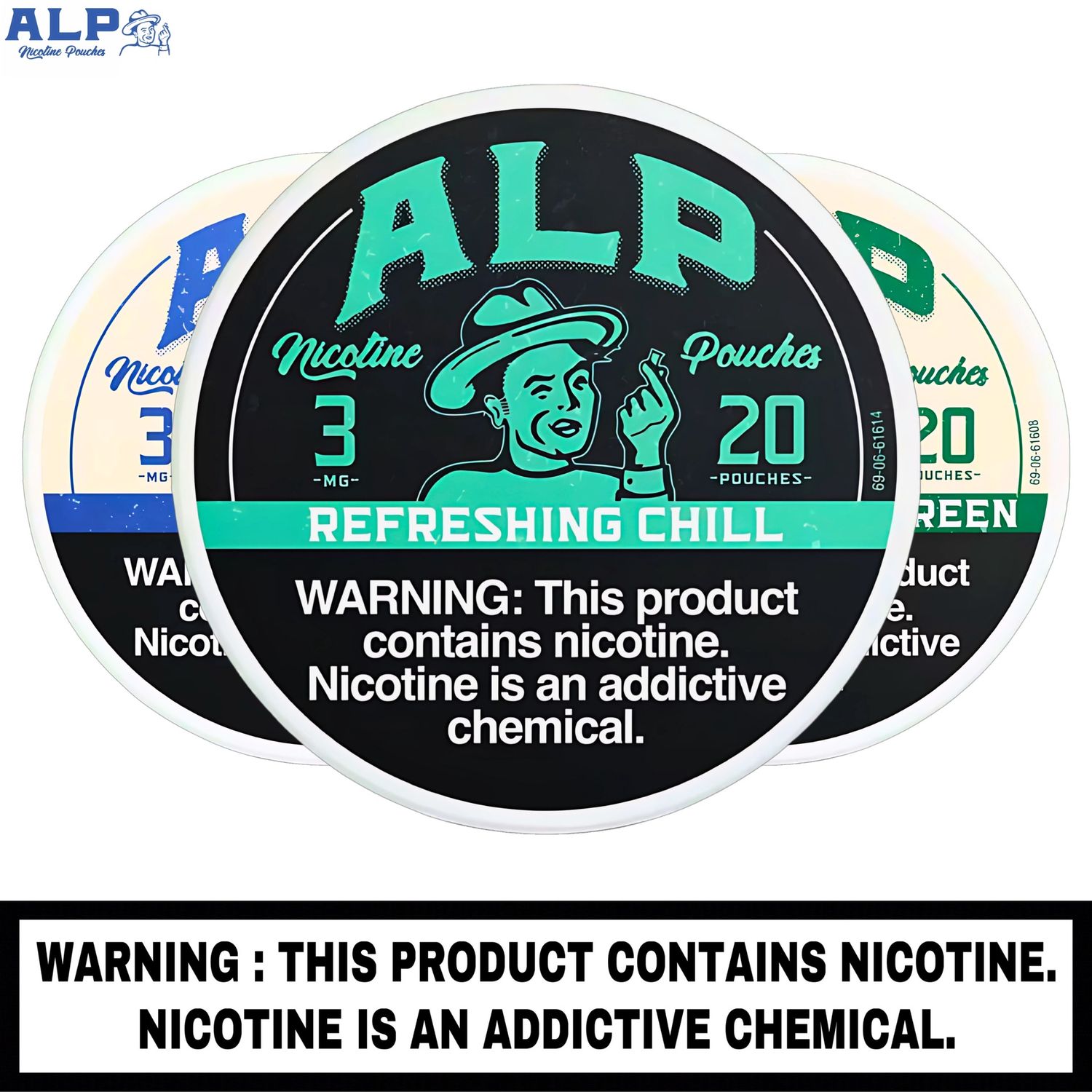 ALP® Nicotine Pouches, Flavor: Chilled Mint, Nicotine Strength: 3mg