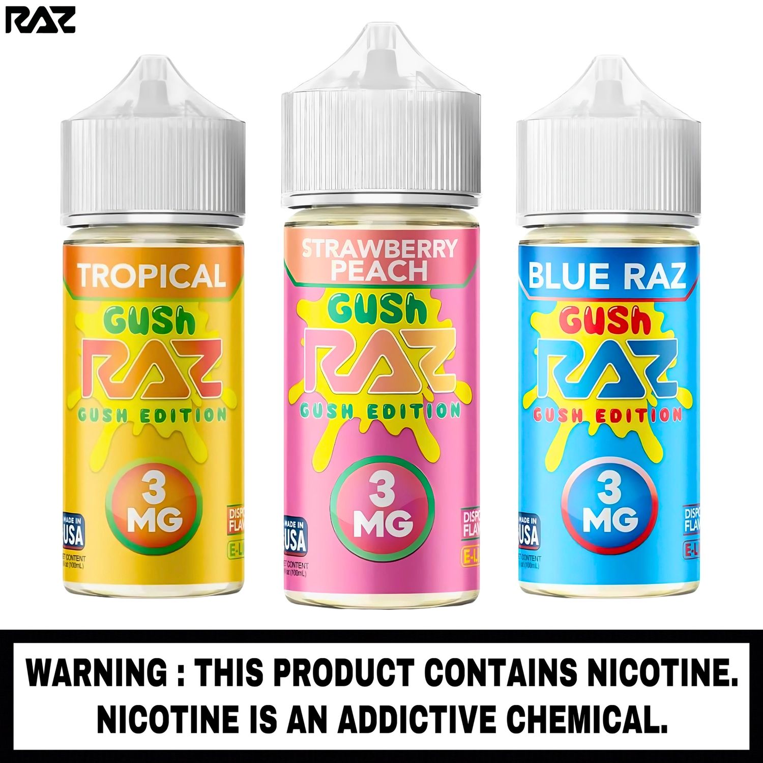 Raz™ E-liquid, Flavor: Blue Raz Gush, Nicotine Strength: 3mg