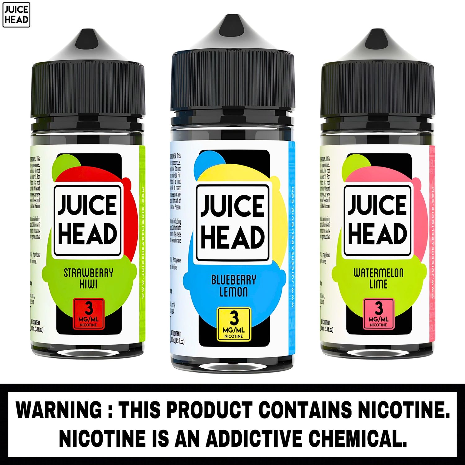 Juice Head™ E-liquid, Flavor: Blueberry Lemon, Nicotine Strength: 3 mg