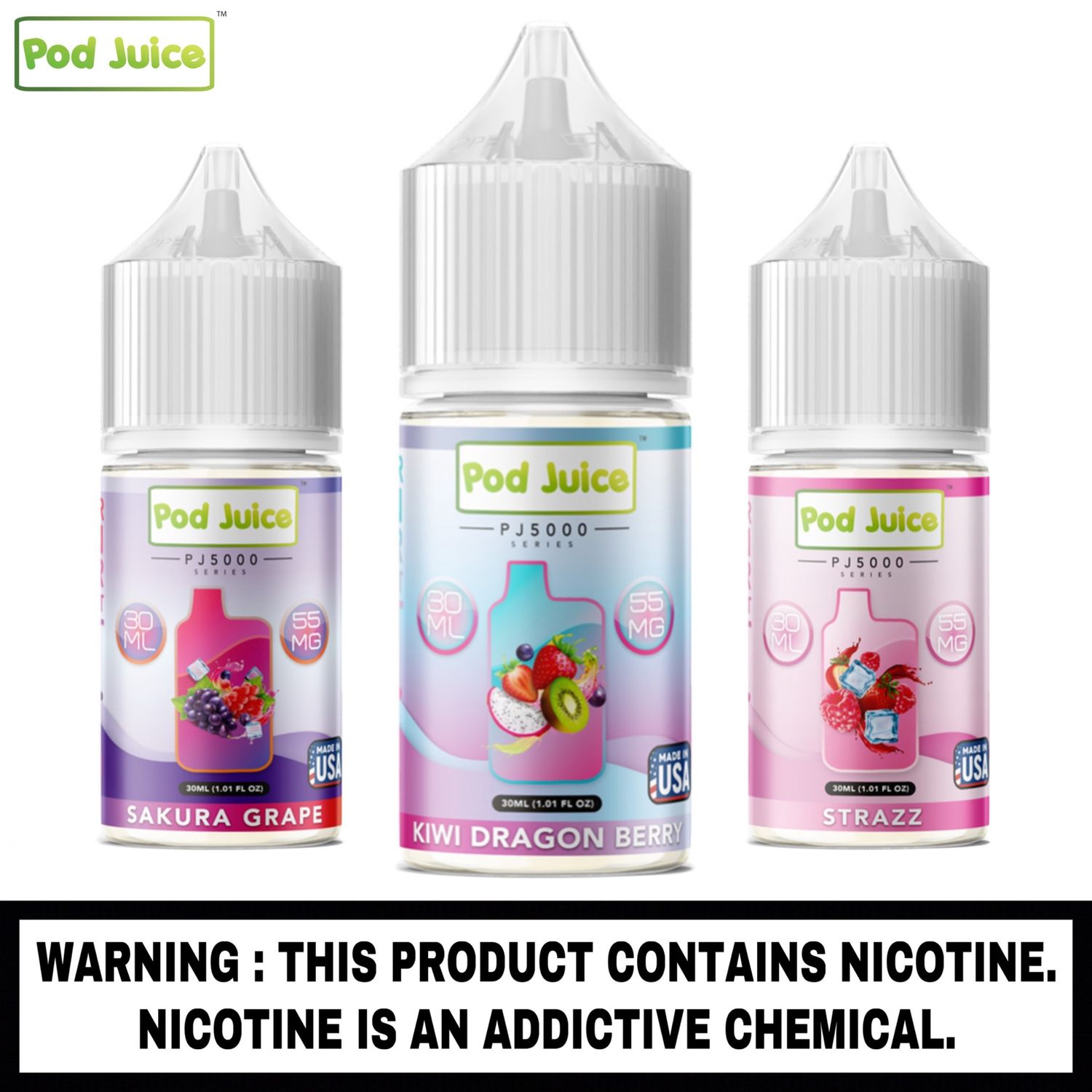 Pod Juice™ Salt E-liquid, Flavor: Aloe Grape, Nicotine Strength: 35 mg