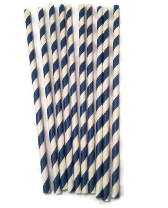 Blue and White Paper Straws