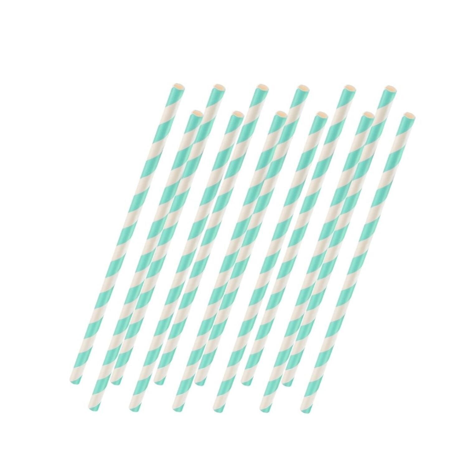 Turquoise and White Paper Straws