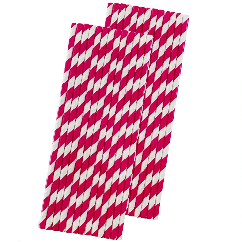 Pink and White Paper Straws