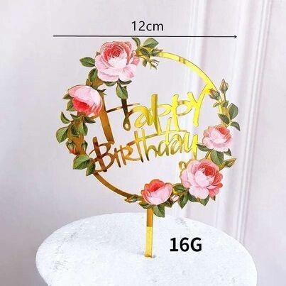 Rose Happy Birthday Cake Topper