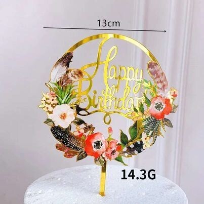 Flower Rose Happy Birthday Cake Topper