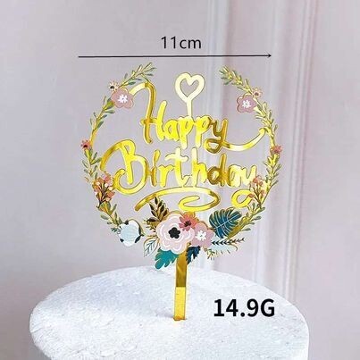 Flower Happy Birthday Cake Topper