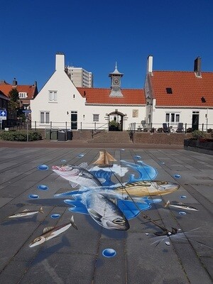 Vissen Street Art Festival Zandvoort - print op paneel