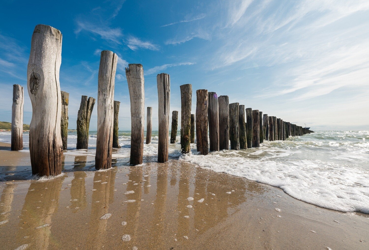 Palen in de branding Zandvoort - print op paneel