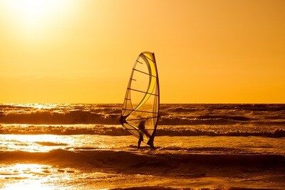 Surfing Sunset Zandvoort - print op paneel