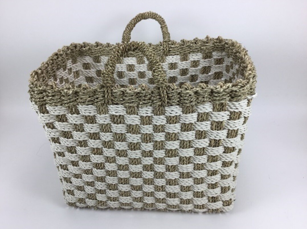 Manden Riet/Wit set van 3