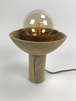 Desk Lamp Wooden Nat./Meatl Blue Gold