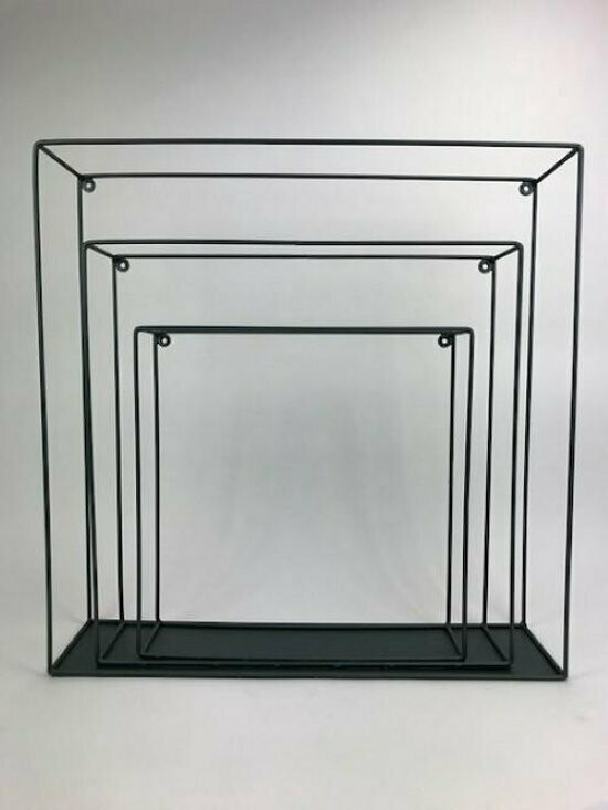 Wire Wall Rack Square Black set van 3