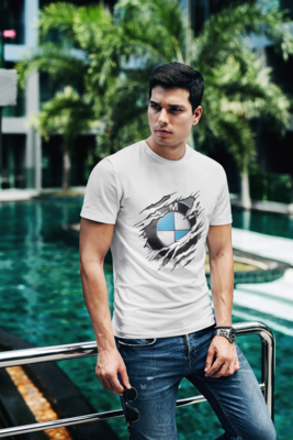 T-shirt round neck cotton Ripped BMW logo sweathirt-hoodie